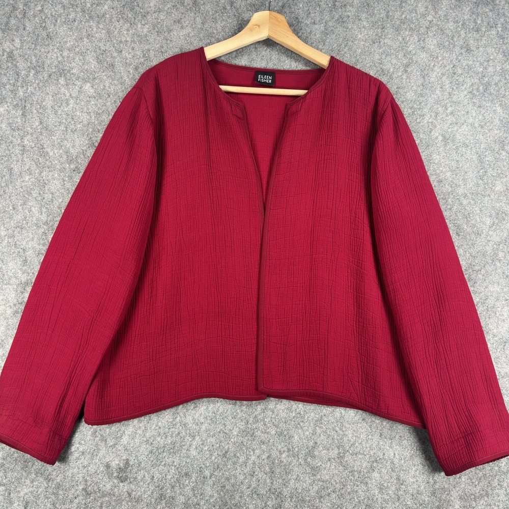 Eileen Fisher Red Open-Front Jacket